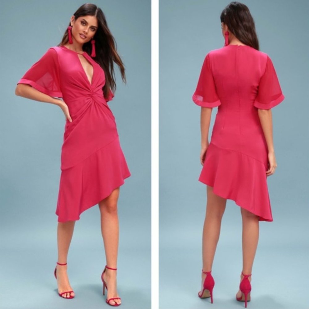 Keepsake The Label - No Love Fuchsia Knotted Dress